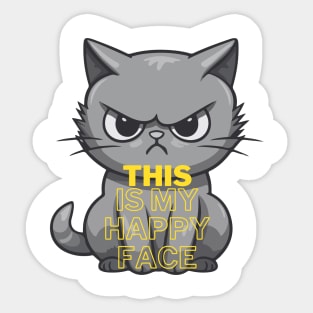 This Is My Happy Face Cat Vibes! Sticker